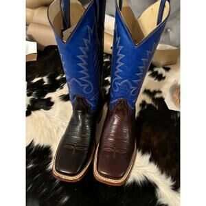 Man’s western cowboy boots real leather Size 8.5 Festival stagecoach blue